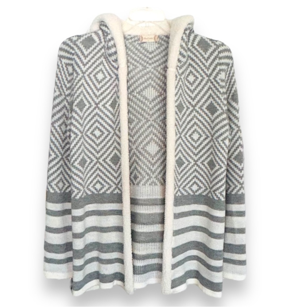 Altar'd State Size Large Teddy Sherpa Draped Cardigan/Shacket With Hood